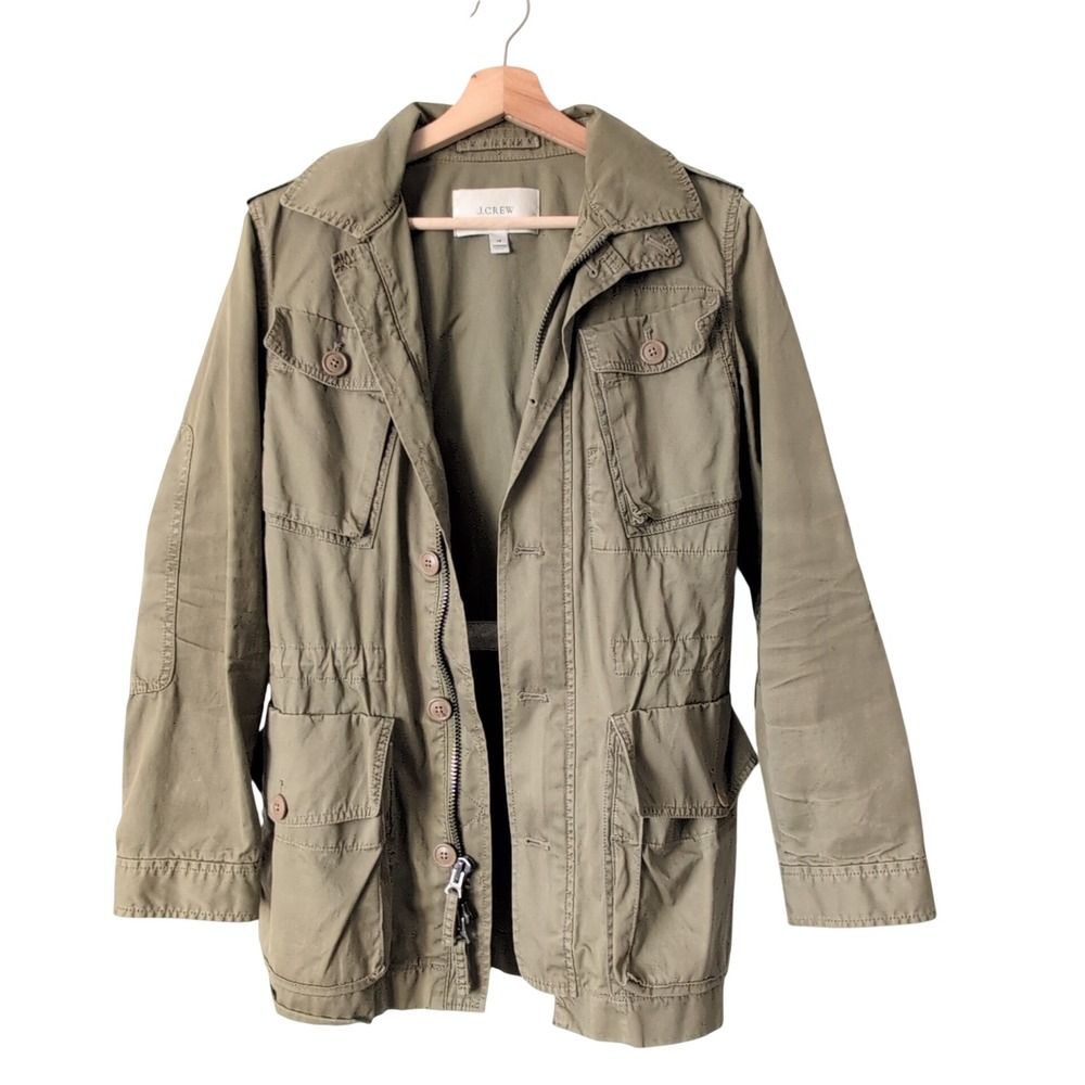 J. Crew Olive Green Utility Field Jacket Hooded Drawstring Military Womens‎ XS